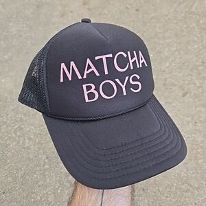 Matcha Boys Otto Trucker Hat Black Pink Snapback Austin, TX Coffee Dive Pop Up!!
